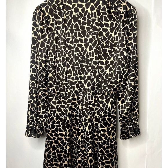 Zara Giraffe Brown Animal Print V-Neck Long Sleeve Button Up Mini Dress - Picture 3 of 10